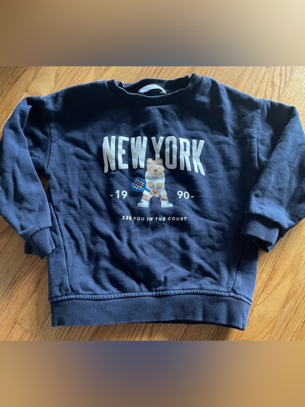 Mango Navy New York Bear Tennis Sweatshirt